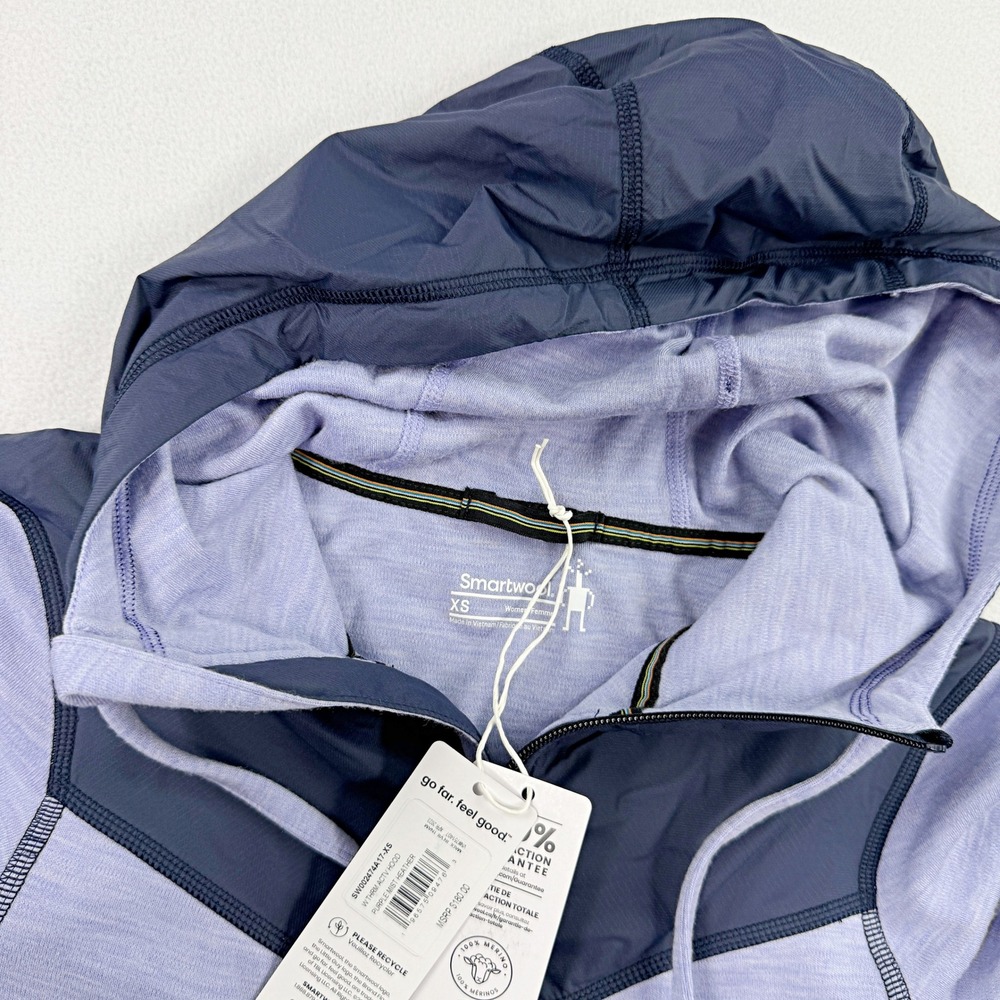 Smartwool Thermal Active Hooded Zip-Up Size XS‎ Womens Purple Mist Heather NEW - Picture 5 of 9